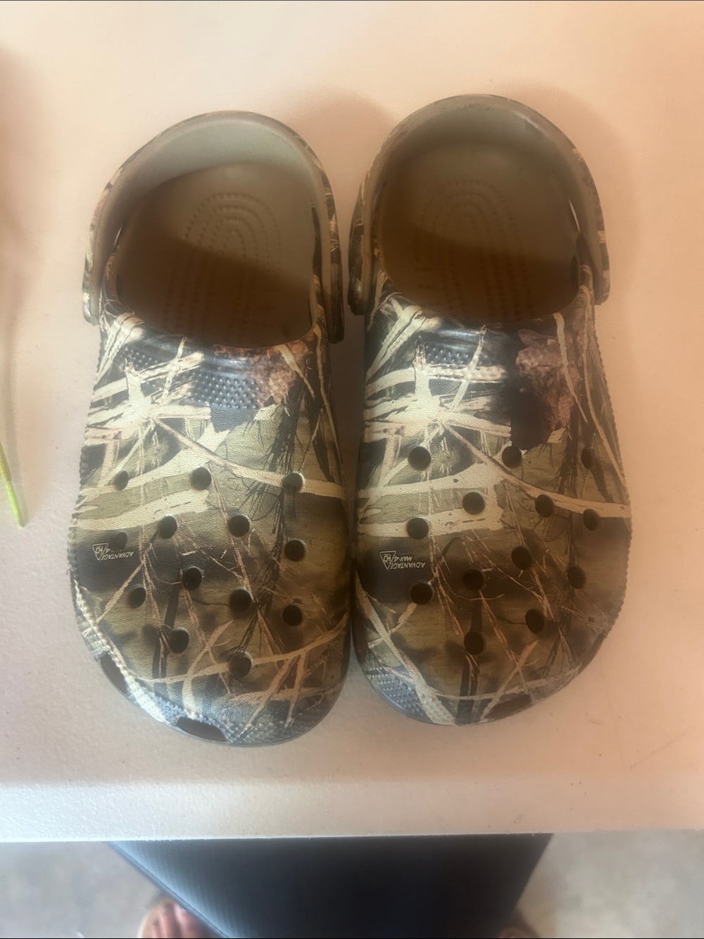 CROCS Kids Camo Slip-On Clogs in Olive and Tan